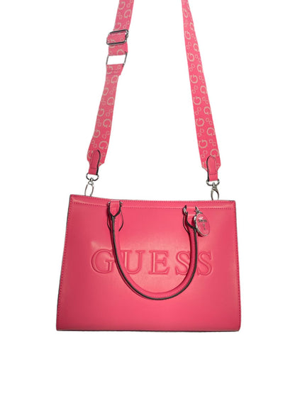 Bolsa Guess Fucsia con Logo en Relieve y Correa Ajustable