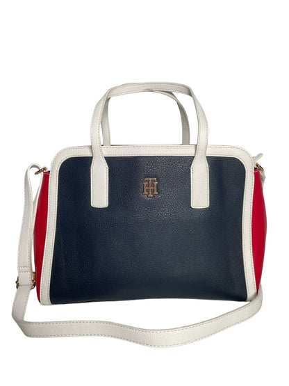 BOLSA DE MANO TOMMY HILFIGER AZUL Y NEGRA