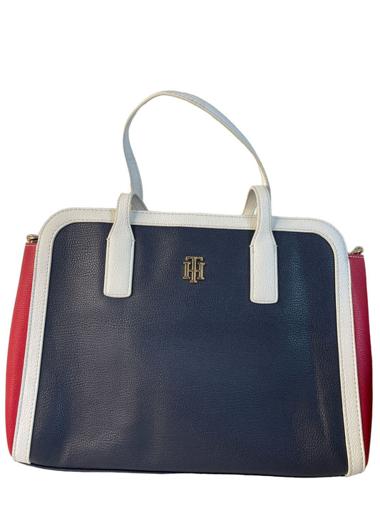 BOLSA DE MANO TOMMY HILFIGER AZUL Y NEGRA