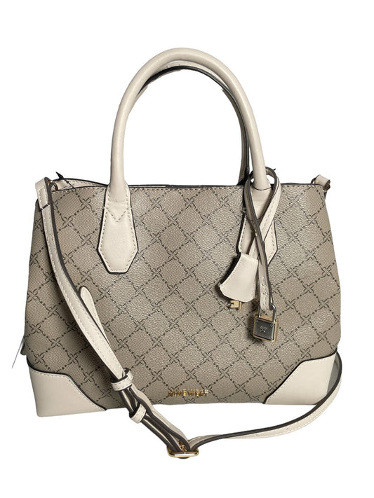 BOLSA DE MANO NINE WEST GRIS Y ASA BLANCA